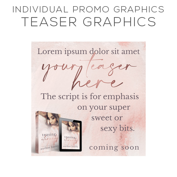 Teaser Graphics - Individual Promo Graphics Pack Design for Authors - Premade and Custom Book Cover Packages from The Author Buddy