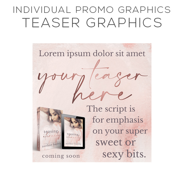 Teaser Graphics - Individual Promo Graphics Pack Design for Authors - Premade and Custom Book Cover Packages from The Author Buddy