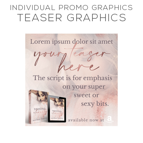 Teaser Graphics - Individual Promo Graphics Pack Design for Authors - Premade and Custom Book Cover Packages from The Author Buddy