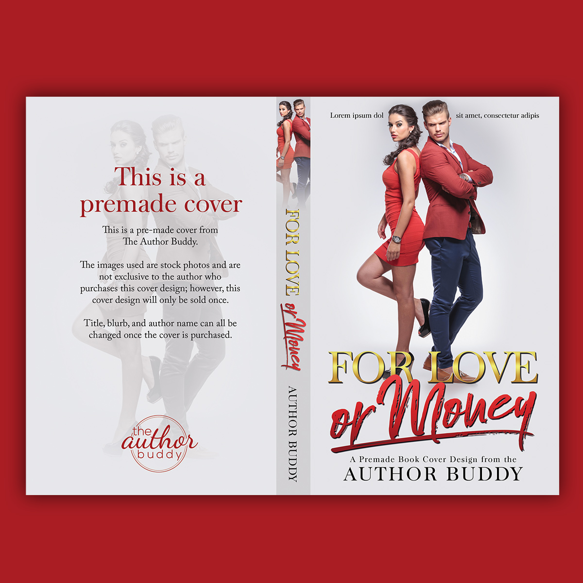 For Love or Money - Premade Contemporary Romance / Romantic Comedy Book Cover from The Author Buddy