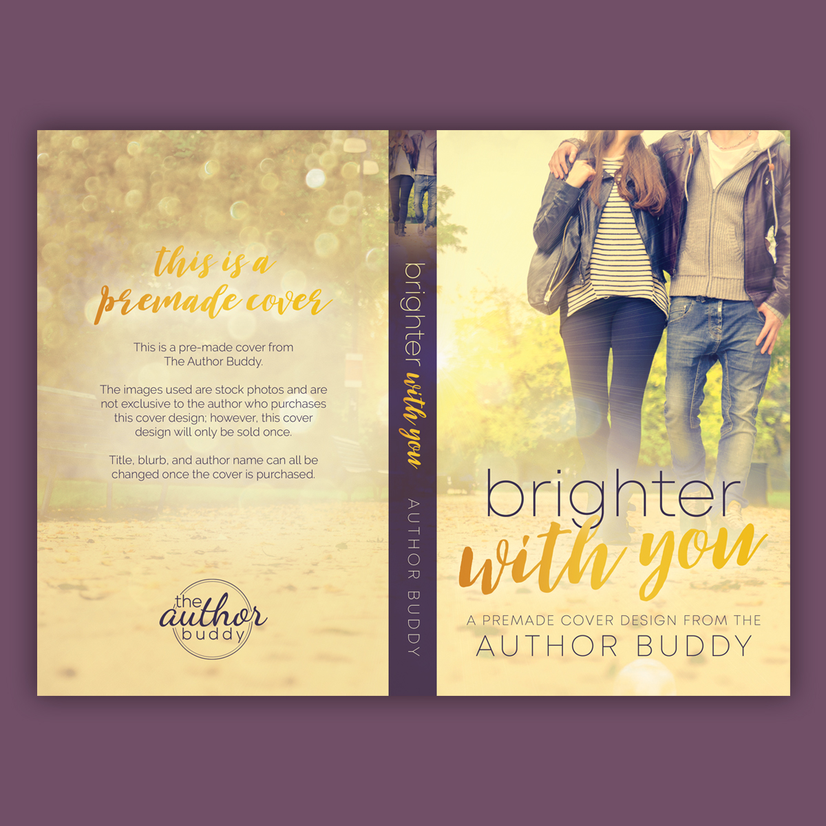 Brighter With You - Premade Contemporary Romance Book Cover from The Author Buddy