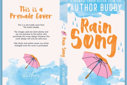 Rain Song - Premade Illustrated Object Typography Discreet Book Cover from The Author Buddy