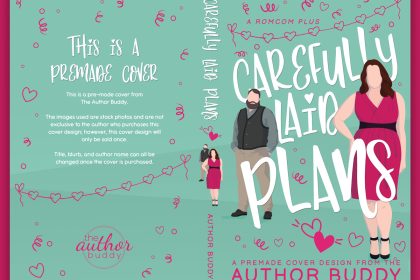 Carefully Laid Plans - Premade Illustrated Contemporary Plus Size Couple Event Planner Romance Romantic Comedy Book Cover from The Author Buddy