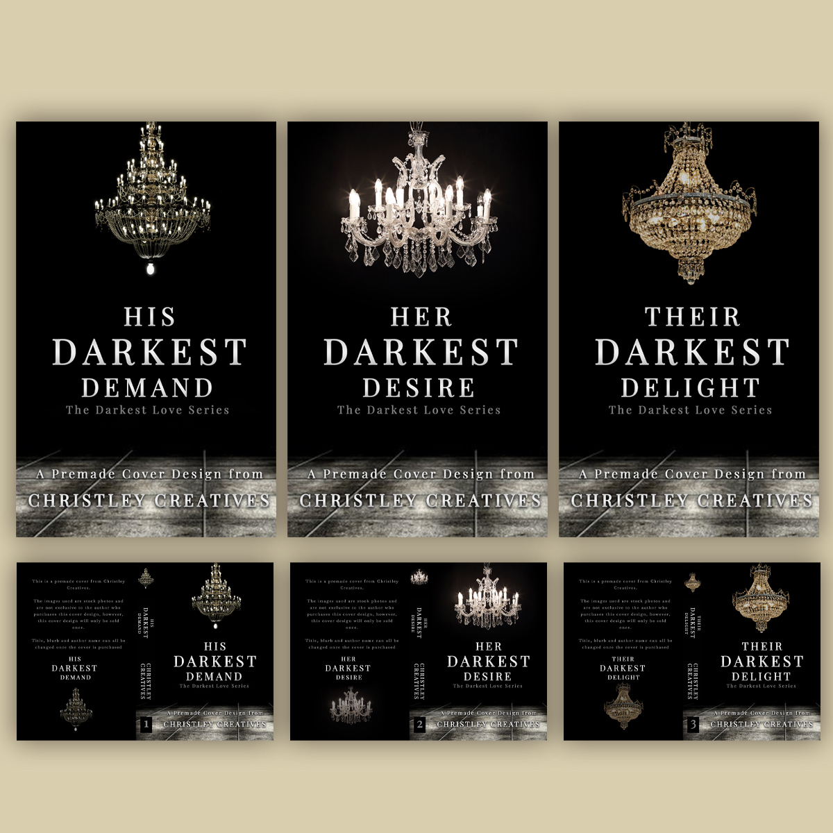 Dark Love Trilogy - Premade Dark Romance Trilogy Book Covers from Christley Creatives