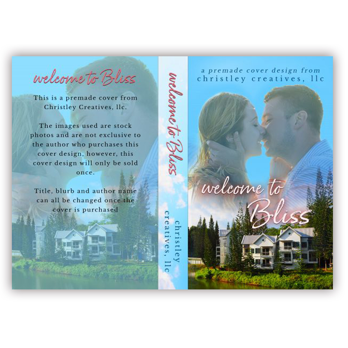 Welcome to Bliss - Premade Contemporary Romance Book Cover from Christley Creatives