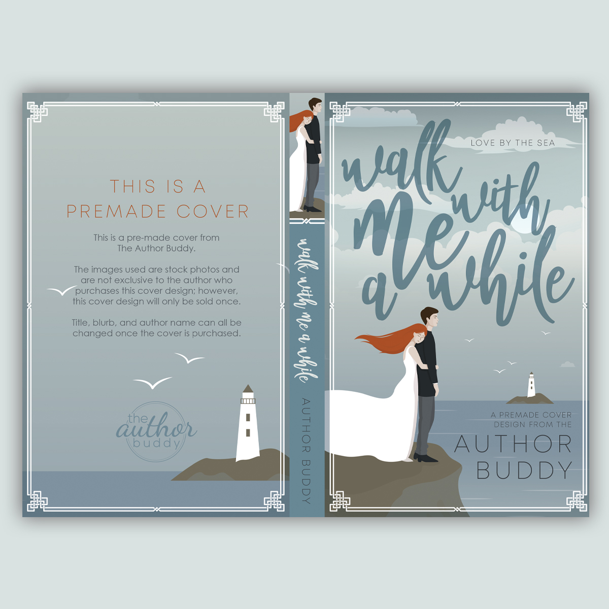 Walk With Me A While - Premade Illustrated Romance Book Cover from The Author Buddy