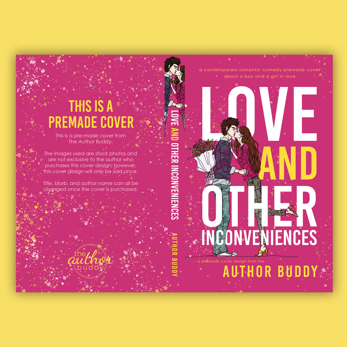 Love and Other Inconveniences - Premade Illustrated Contemporary Romance Romantic Comedy Book Cover from The Author Buddy