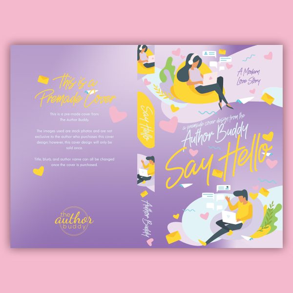 Say Hello - Premade Illustrated Contemporary Romance Romantic Comedy Book Cover from The Author Buddy