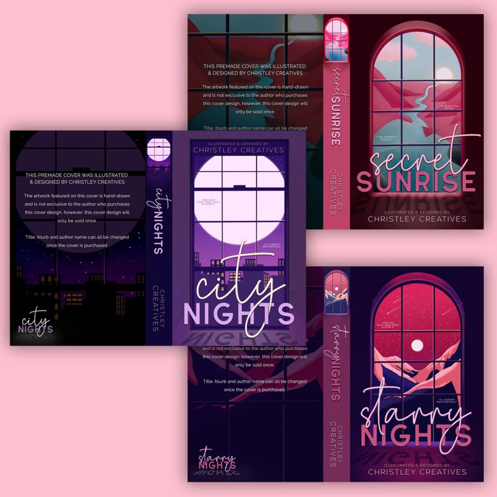 Window Series - Premade Original Unique Illustrated Discreet Romance Book Cover Series from Christley Creatives