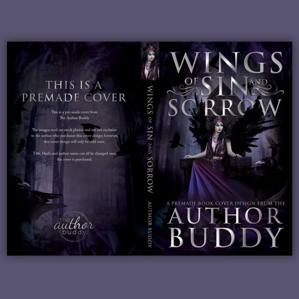 Wings of Sin and Sorrow - Premade Fantasy Paranormal Dark Romance Book Cover from The Author Buddy