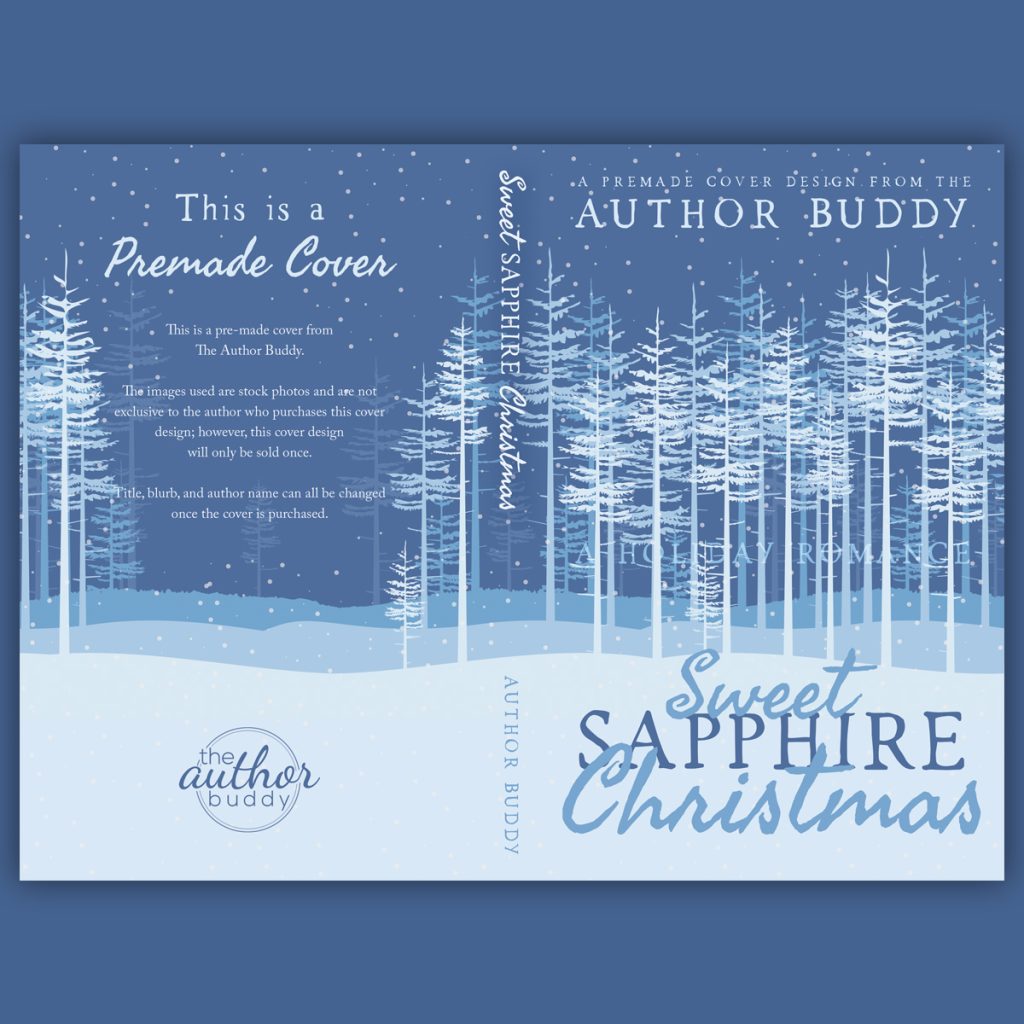 Sweet Sapphire Christmas - Premade Illustrated Discreet Winter Holiday Christmas Romance Book Cover from The Author Buddy